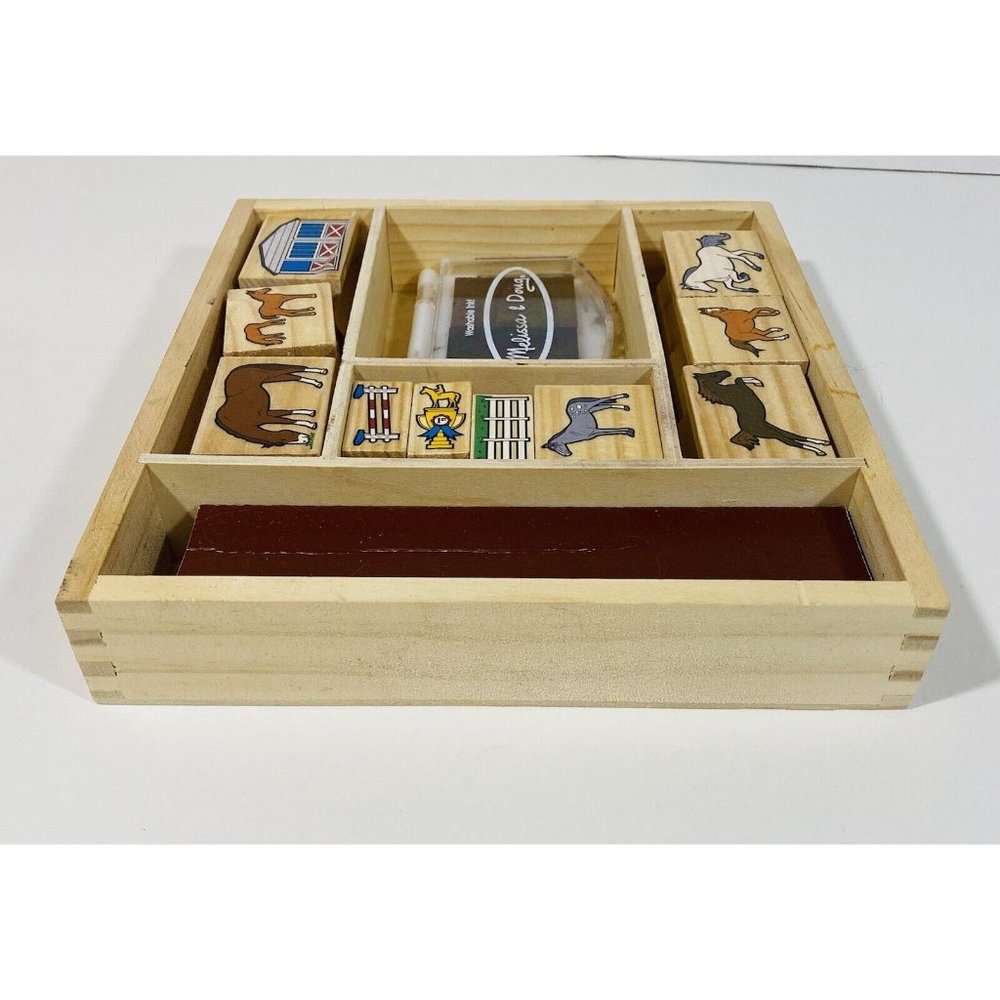 Melissa & Doug Horse Equestrian Wood Mounted Rubber Stamps 10 Count Pony Art - Picture 3 of 7